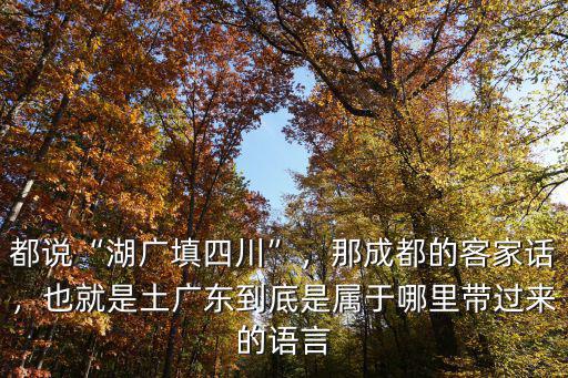 都說“湖廣填四川”，那成都的客家話，也就是土廣東到底是屬于哪里帶過來的語言