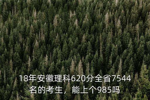 18年安徽理科620分全省7544名的考生，能上個985嗎