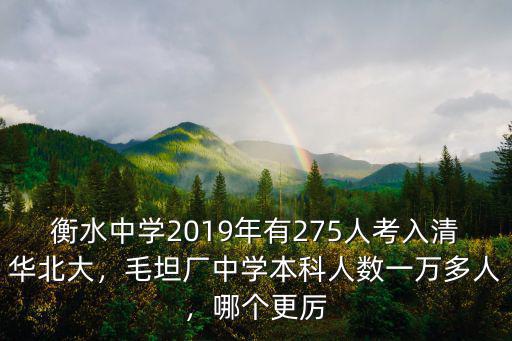 衡水中學2019年有275人考入清華北大，毛坦廠中學本科人數一萬多人，哪個更厲