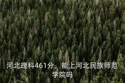 河北理科461分，能上河北民族師范學院嗎