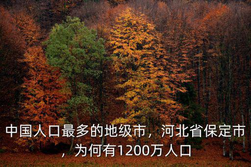河北保定人口是多少萬,為何有1200萬人口
