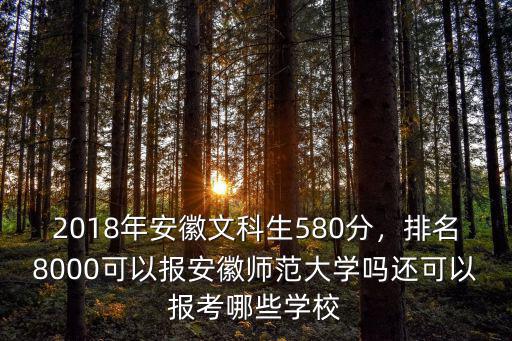 2018年安徽文科生580分，排名8000可以報安徽師范大學嗎還可以報考哪些學校