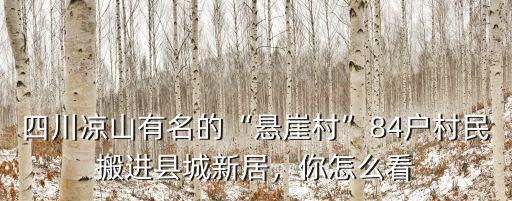 四川涼山有名的“懸崖村”84戶村民搬進(jìn)縣城新居，你怎么看