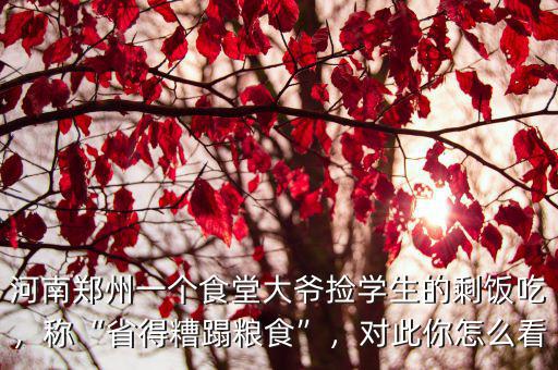 河南鄭州一個食堂大爺撿學生的剩飯吃，稱“省得糟蹋糧食”，對此你怎么看