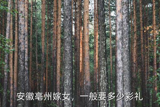 安徽亳州嫁女，一般要多少彩禮