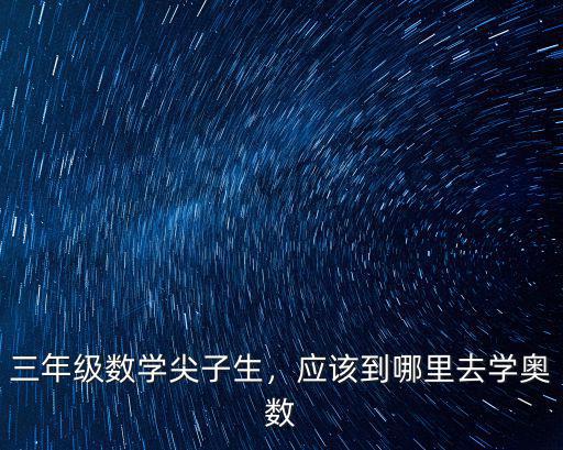 三年級數學尖子生，應該到哪里去學奧數