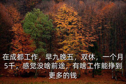 在成都工作，早九晚五，雙休，一個月5千，感覺沒啥前途，有啥工作能掙到更多的錢