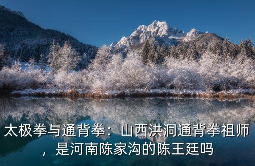 太極拳與通背拳：山西洪洞通背拳祖師，是河南陳家溝的陳王廷嗎