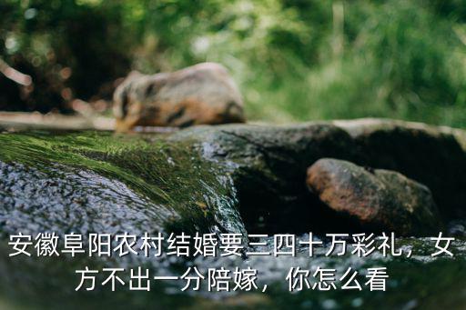 安徽阜陽農村結婚要三四十萬彩禮，女方不出一分陪嫁，你怎么看