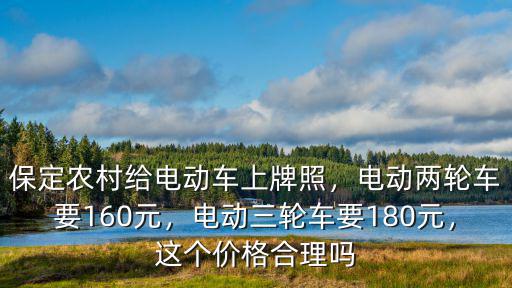 保定農村給電動車上牌照，電動兩輪車要160元，電動三輪車要180元，這個價格合理嗎