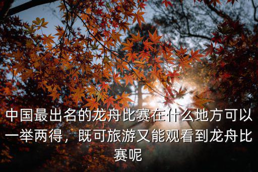 中國最出名的龍舟比賽在什么地方可以一舉兩得，既可旅游又能觀看到龍舟比賽呢