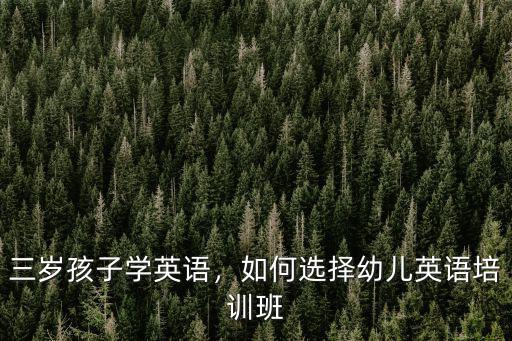 三歲孩子學英語，如何選擇幼兒英語培訓班