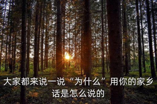 大家都來說一說“為什么”用你的家鄉話是怎么說的