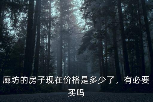 廊坊的房子現在價格是多少了，有必要買嗎