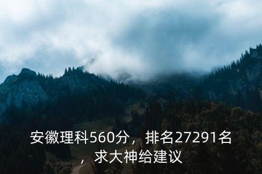 安徽理科560分，排名27291名，求大神給建議