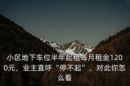 小區地下車位半年起租每月租金1200元，業主直呼“停不起”，對此你怎么看