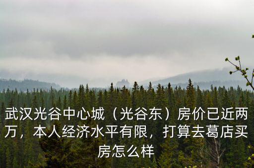 武漢光谷中心城（光谷東）房價已近兩萬，本人經濟水平有限，打算去葛店買房怎么樣