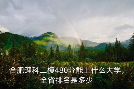 合肥理科二模480分能上什么大學，全省排名是多少