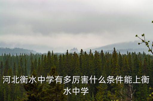 河北衡水中學有多厲害什么條件能上衡水中學