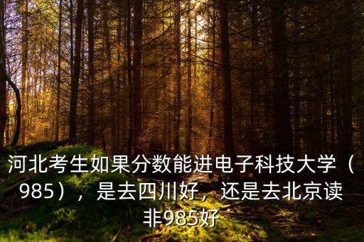 河北考生如果分數能進電子科技大學（985），是去四川好，還是去北京讀非985好