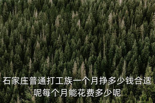 石家莊普通打工族一個月掙多少錢合適呢每個月能花費多少呢