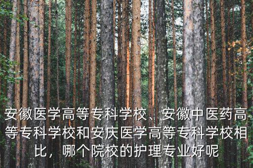 安徽醫學高等專科學校、安徽中醫藥高等專科學校和安慶醫學高等專科學校相比，哪個院校的護理專業好呢