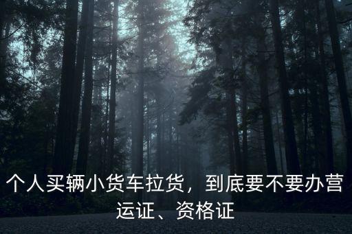 個(gè)人買(mǎi)輛小貨車(chē)?yán)洠降滓灰k營(yíng)運(yùn)證、資格證