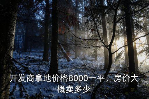 開發(fā)商拿地價(jià)格8000一平，房價(jià)大概賣多少