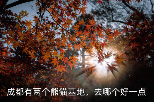 成都有兩個熊貓基地，去哪個好一點