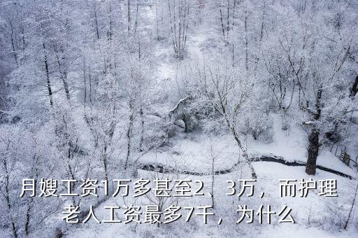 月嫂工資1萬多甚至2、3萬，而護理老人工資最多7千，為什么
