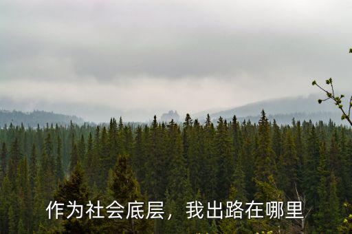 作為社會底層，我出路在哪里
