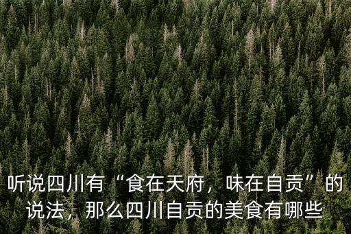 聽說四川有“食在天府，味在自貢”的說法，那么四川自貢的美食有哪些