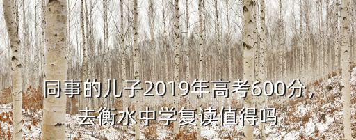 同事的兒子2019年高考600分，去衡水中學復讀值得嗎