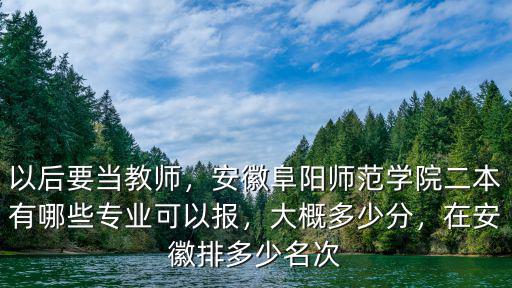 以后要當教師，安徽阜陽師范學院二本有哪些專業可以報，大概多少分，在安徽排多少名次