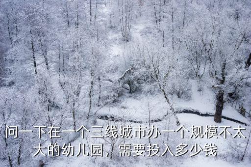 問一下在一個三線城市辦一個規模不太大的幼兒園，需要投入多少錢