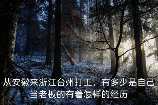 從安徽來浙江臺州打工，有多少是自己當老板的有著怎樣的經(jīng)歷