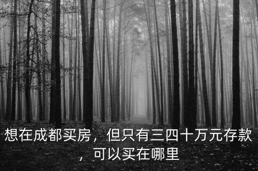 想在成都買房，但只有三四十萬元存款，可以買在哪里