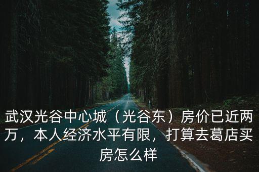 武漢光谷中心城（光谷東）房?jī)r(jià)已近兩萬(wàn)，本人經(jīng)濟(jì)水平有限，打算去葛店買(mǎi)房怎么樣