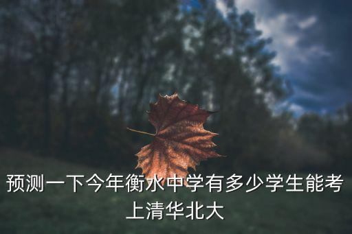 預測一下今年衡水中學有多少學生能考上清華北大
