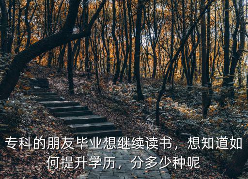 專科的朋友畢業(yè)想繼續(xù)讀書，想知道如何提升學(xué)歷，分多少種呢