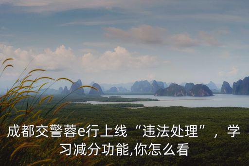 成都交警蓉e行上線“違法處理”，學習減分功能,你怎么看