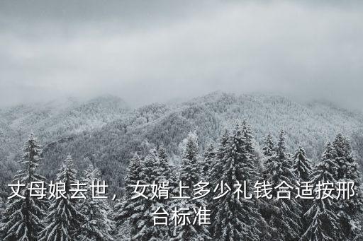 丈母娘去世，女婿上多少禮錢合適按邢臺標準