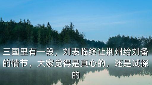 劉表的荊州怎么給劉備,劉表臨終讓荊州給劉備的情節