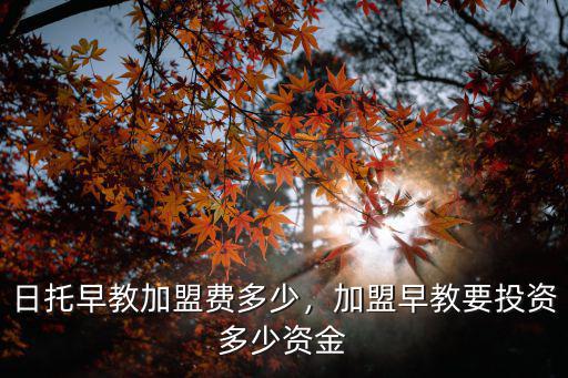 河北早教加盟需要投資多少錢,早教加盟中心一般需要多少錢