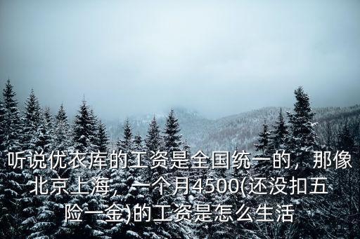 聽說優衣庫的工資是全國統一的，那像北京上海，一個月4500(還沒扣五險一金)的工資是怎么生活