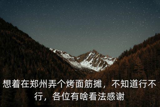 想著在鄭州弄個烤面筋攤，不知道行不行，各位有啥看法感謝