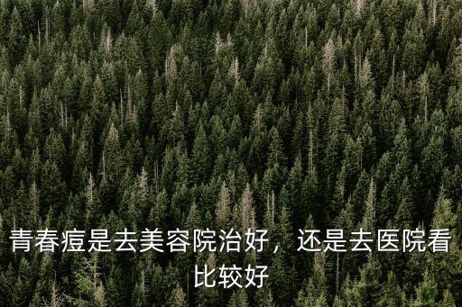 青春痘是去美容院治好，還是去醫院看比較好