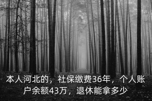本人河北的，社保繳費36年，個人賬戶余額43萬，退休能拿多少