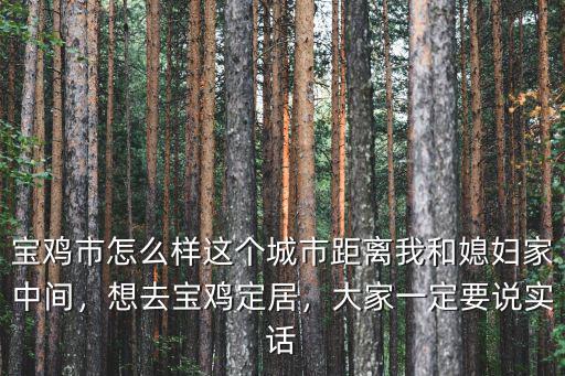 寶雞市怎么樣這個城市距離我和媳婦家中間，想去寶雞定居，大家一定要說實話
