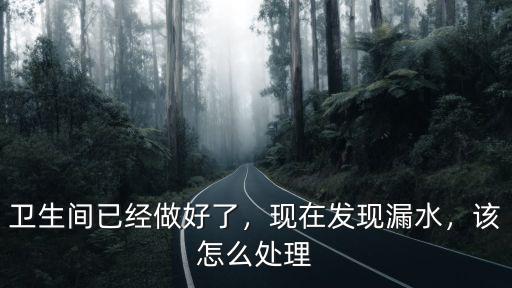 衛生間已經做好了，現在發現漏水，該怎么處理